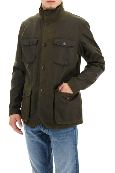 Shop Barbour High-neck Chest Pocket Jacket In Green
