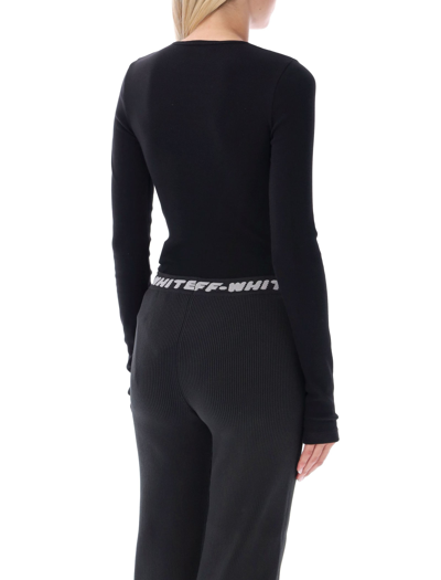 Off-white Meteor Ribbed Stretch Cotton Bodysuit In Black