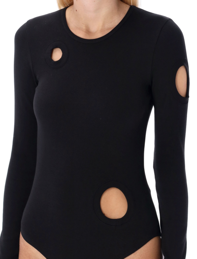 Off-white Meteor Ribbed Stretch Cotton Bodysuit In Black