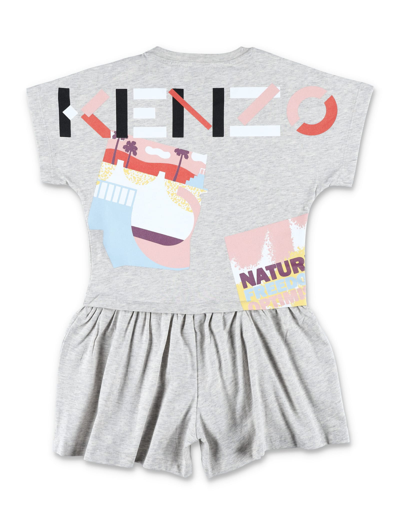 Shop Kenzo Tiger And Logo Print Jumpsuit In Grey