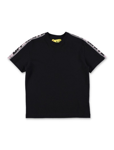 Shop Off-white Logo Band S/s T-shirt In Black