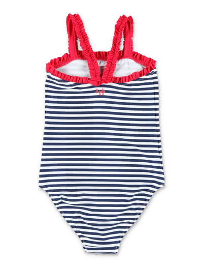Shop Il Gufo Striped One-piece Swimsuit In Blue White