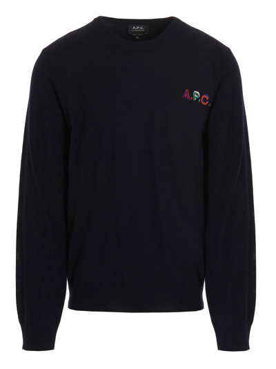 Shop Apc Brian Sweater In Iak Dark Navy