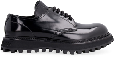 Shop Dolce & Gabbana Leather Lace-up Derby Shoes In Nero