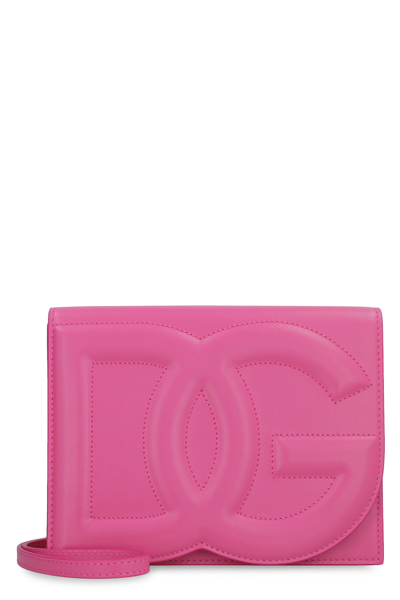 Shop Dolce & Gabbana Logo Leather Crossbody Bag In Glicine