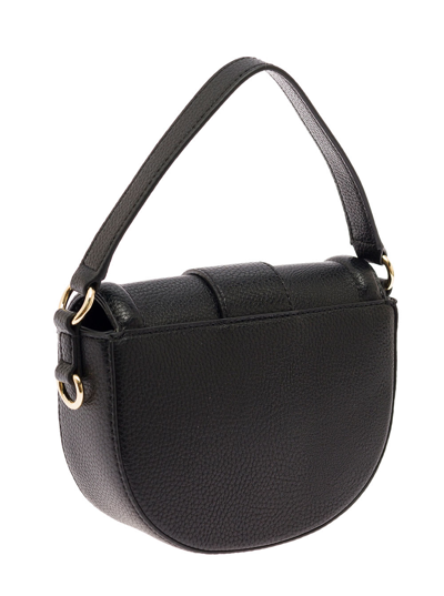 Shop Versace Jeans Couture Black Crossbody Bag In Leatherette With Baroque Maxi Buckle Woman