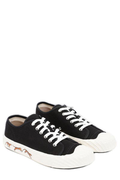 Shop Kenzo Tiger-printed Lace-up Sneakers In Black