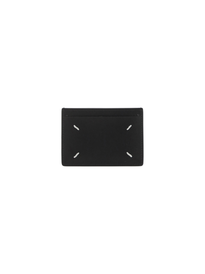 Maison Margiela Stitched Compact Textured Cardholder In Black
