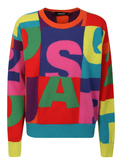 Shop Dsquared2 Pullover With Intarsia Logo By . Made Using A Bold And Modern Color Palette, Which Make The Garment 