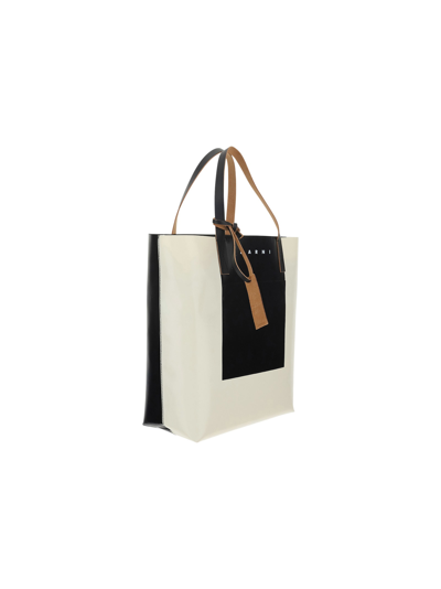 Shop Marni Shopping Bag In Black/white