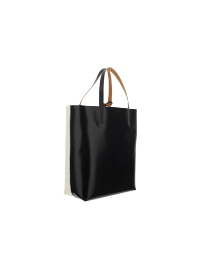 Shop Marni Shopping Bag In Black/white