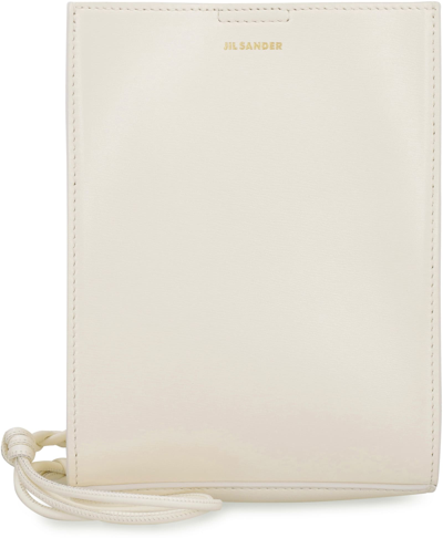 Shop Jil Sander Tangle Leather Crossbody Bag In White
