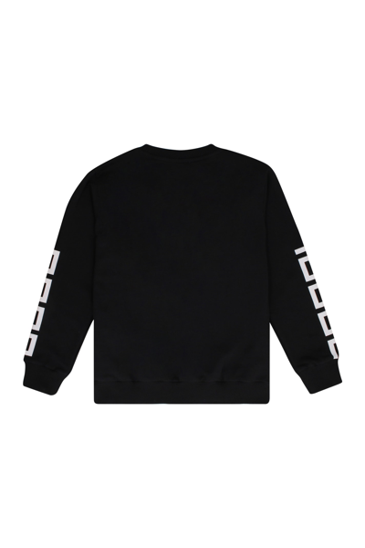 Shop Young Versace Logo Detail Cotton Sweatshirt In Black