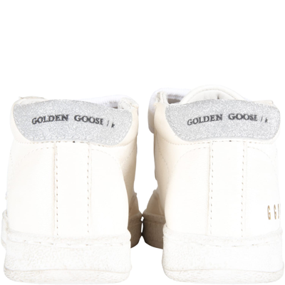 Shop Golden Goose White Sneakers For Girl With Star In White/silver