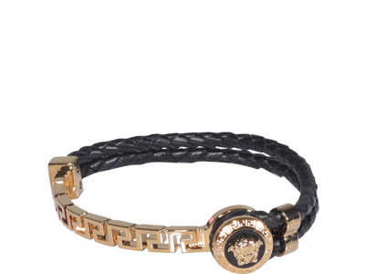 Shop Versace Medusa Bracelet In Gold/black