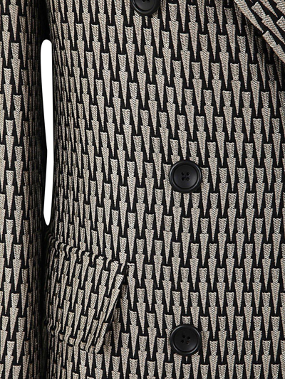Shop Alberta Ferretti Allover Pattern Embroidered Coat In Black/neutrals