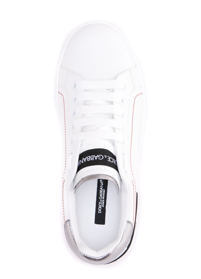 Shop Dolce & Gabbana Portofino Sneakers In Bianco/argento