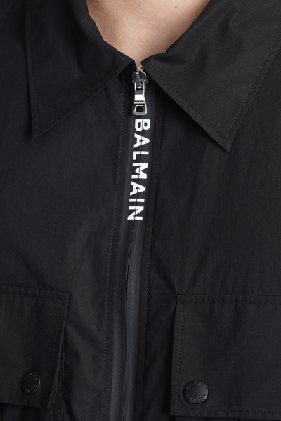 Shop Balmain Shirt In Black Cotton In Noir