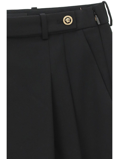 Shop Versace Medusa Plaque Mini Pleated Skirt In Black