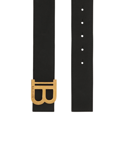 Shop Balmain Smooth Calfskin B-belt Belt In Black