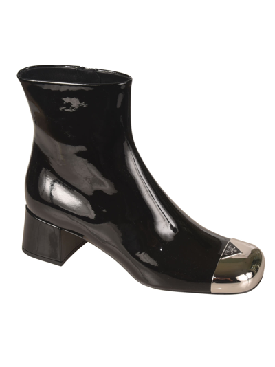 Shop Prada Metallic Toe Boots In Nero