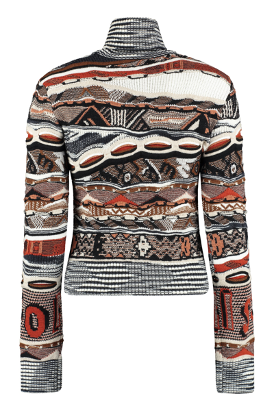Shop Missoni Wool Turtleneck Sweater  In Multicolor