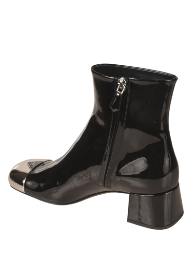 Shop Prada Metallic Toe Boots In Nero