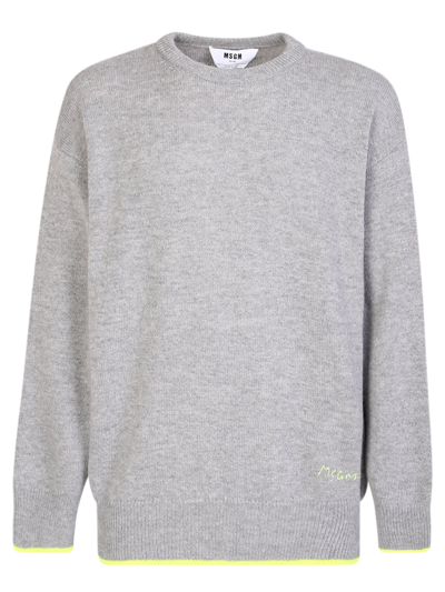 Shop Msgm Sweater With Embroidered Logo By . The Identity Of The Brand Is Highlighted Thanks To The Details An In Grey