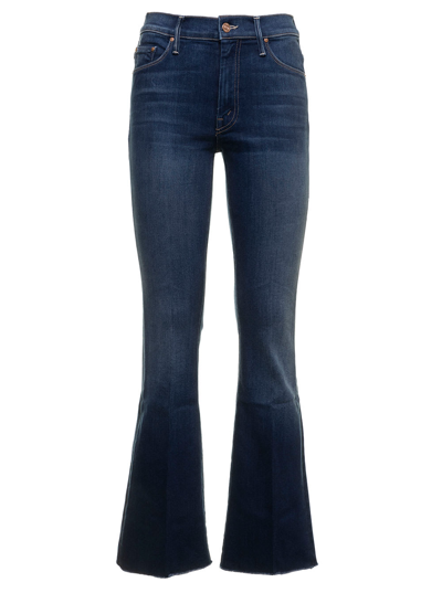 Shop Mother Womans The Weekender Mini Flare Blu Denim Jeans In Home Movies