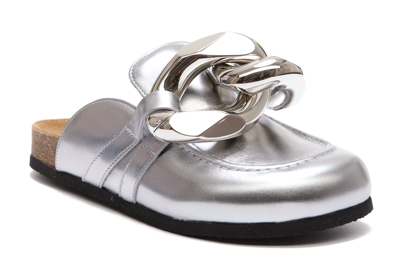 Jw Anderson Chain-link Metallic Loafer Mules In Silver