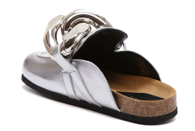 Jw Anderson Chain-link Metallic Loafer Mules In Silver