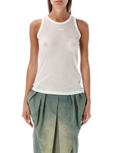 Shop Maison Margiela Ribbed Tank Top In White