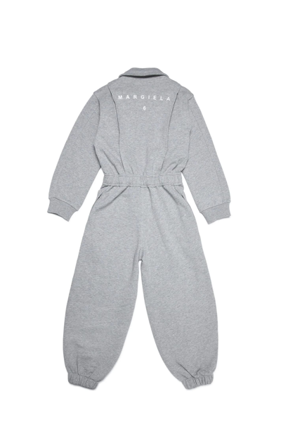 Shop Mm6 Maison Margiela Long-sleeve Gray Cotton Fleece Jumpsuit