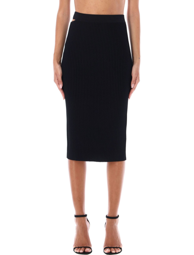 Shop Helmut Lang Cut-out Midi Skirt In Black