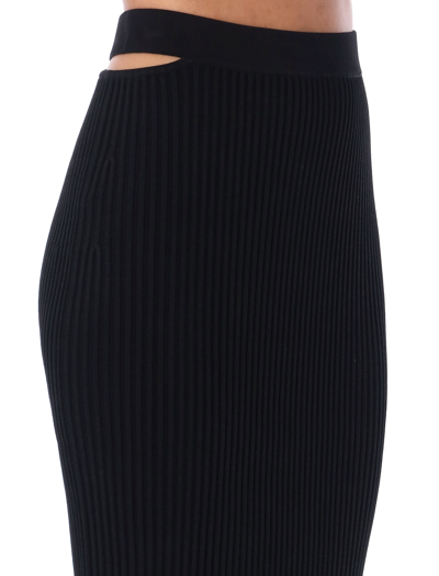 Shop Helmut Lang Cut-out Midi Skirt In Black