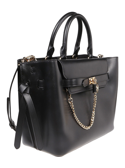Shop Michael Kors Hamilton Legacy Large Belted Satchel Bag In Black