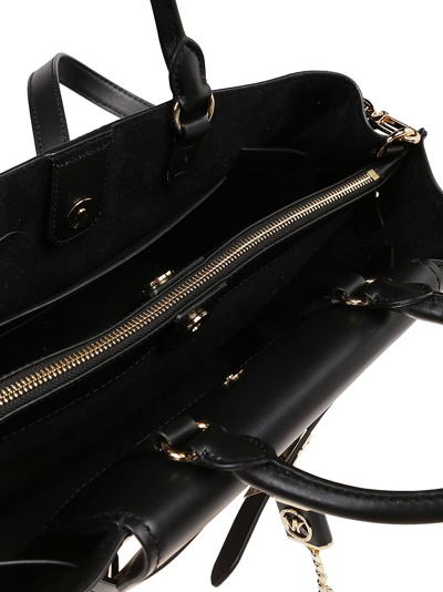 Shop Michael Kors Hamilton Legacy Large Belted Satchel Bag In Black