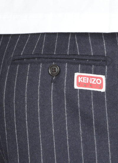 Shop Kenzo Pinstriped Trousers In Bleu Nuit