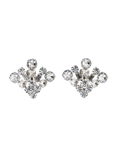 Shop Alessandra Rich Crystal Earrings In Crystal Silver
