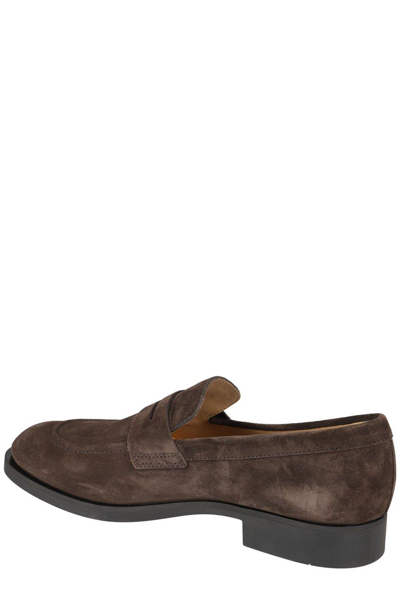 Shop Tod's Slip-on Almond-toe Loafers Tods In Brown