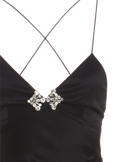 Shop Alessandra Rich Crystal Silk Dress In Nero
