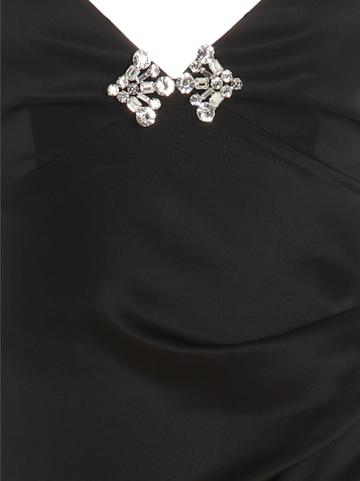 Shop Alessandra Rich Crystal Silk Dress In Nero