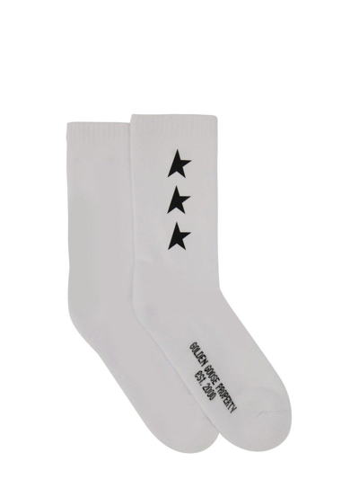 Shop Golden Goose Logo Star Detailed Socks In White Black