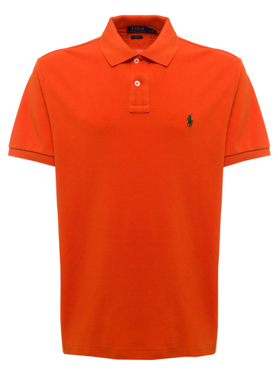 Shop Ralph Lauren Ss Slim Fit-short 88 In College Orange