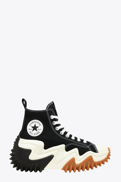 Converse Run Star Motion Black Canvas Sneaker With Chunky Sole - Run Star  Motion In Black/white/gum | ModeSens