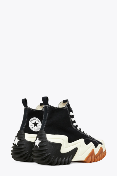 Converse Run Star Motion Black Canvas Sneaker With Chunky Sole - Run Star  Motion In Black/white/gum | ModeSens
