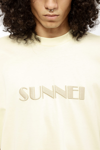 Shop Sunnei Big Logo T-shirt In Neutrals