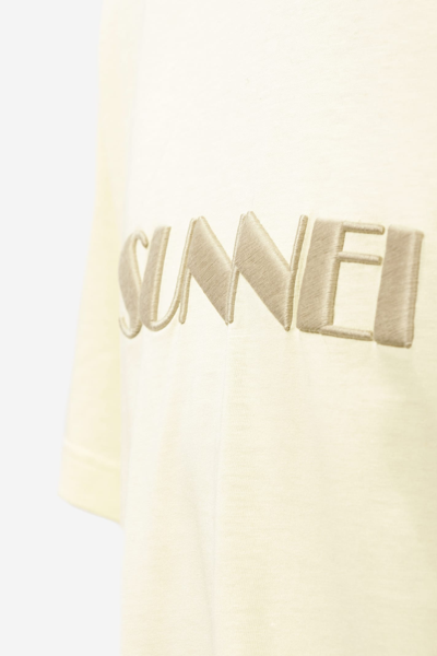Shop Sunnei Big Logo T-shirt In Neutrals