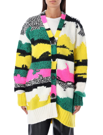 Shop Philosophy Di Lorenzo Serafini Oversize Mohair-blend Cardigan In Multicolour
