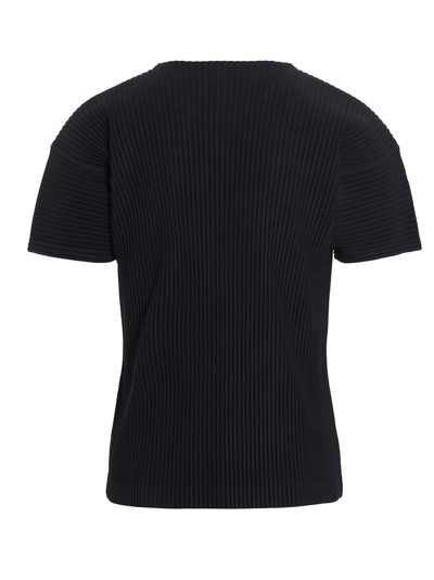 Shop Issey Miyake Pleated T-shirt In Navy